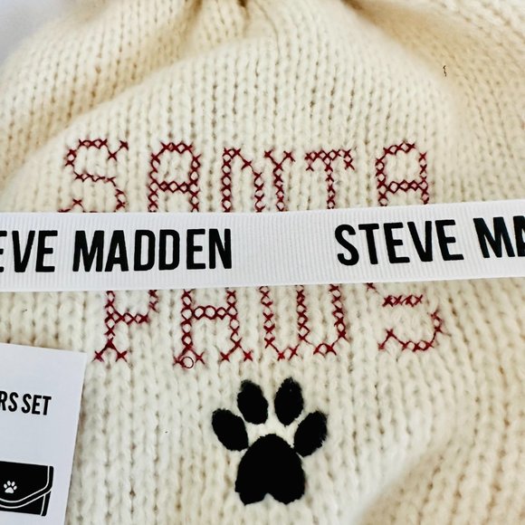 STEVE MADDEN 3 PC PET LOVERS KNIT BEANIE POOP BAG POUCH PET SWEATER GIFT SET